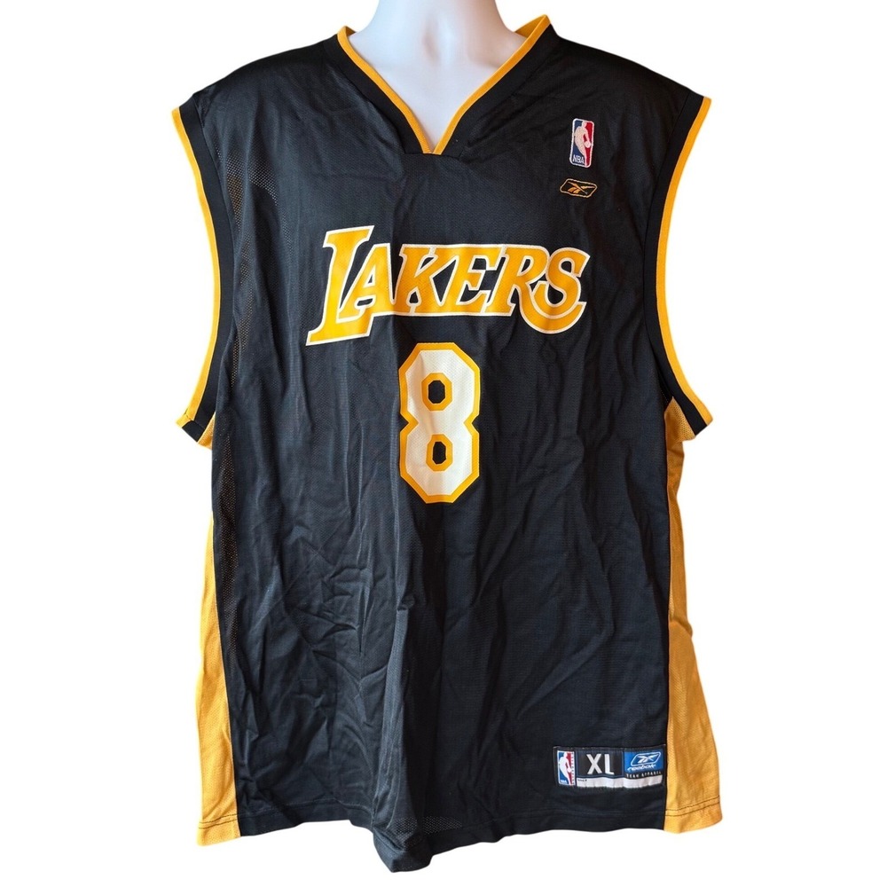 Los Angeles Lakers Kobe Bryant 8 Reebok NBA Jersey Black Gold Size XLarge